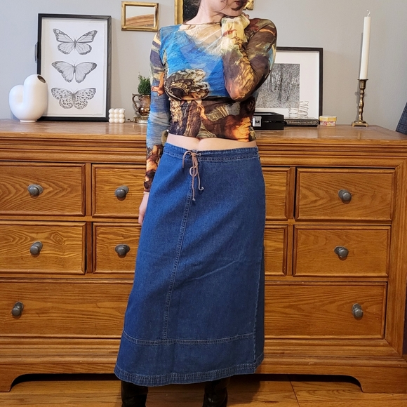 Vintage Denim Midi Skirt - Picture 2 of 6